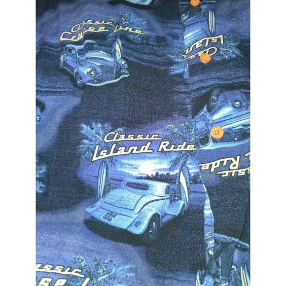 Classic Cruise Line Mens Button-Up Shirt 38-40 Medium Blue Car Print Short Sleev - Picture 4 of 7